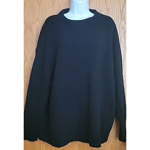 LANDS END Plus Size 2X Cashmere Sweater Black Solid Long Sleeve Capsule - Picture 4 of 10